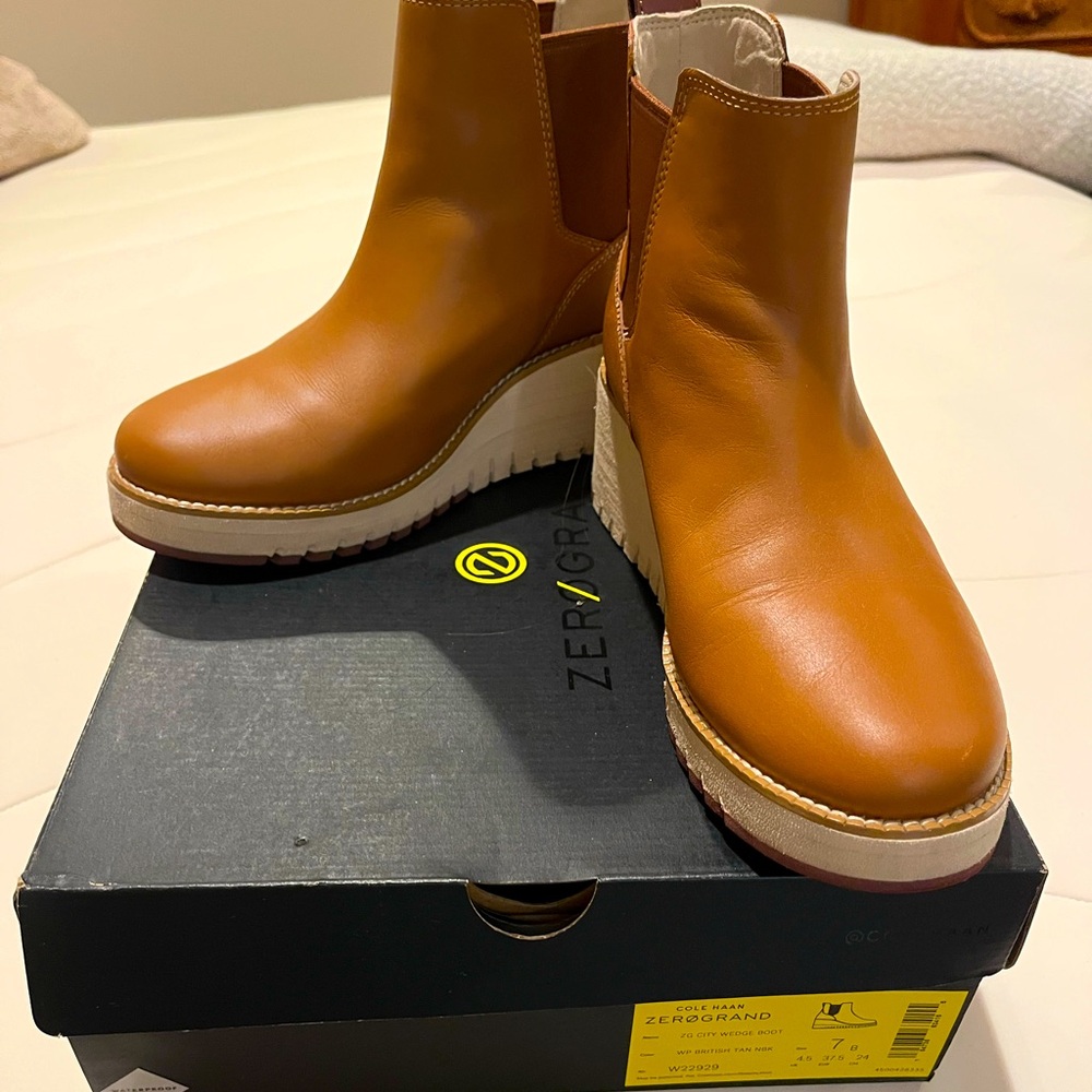 Cole Haan Women's Tan Leather Chelsea Boots
